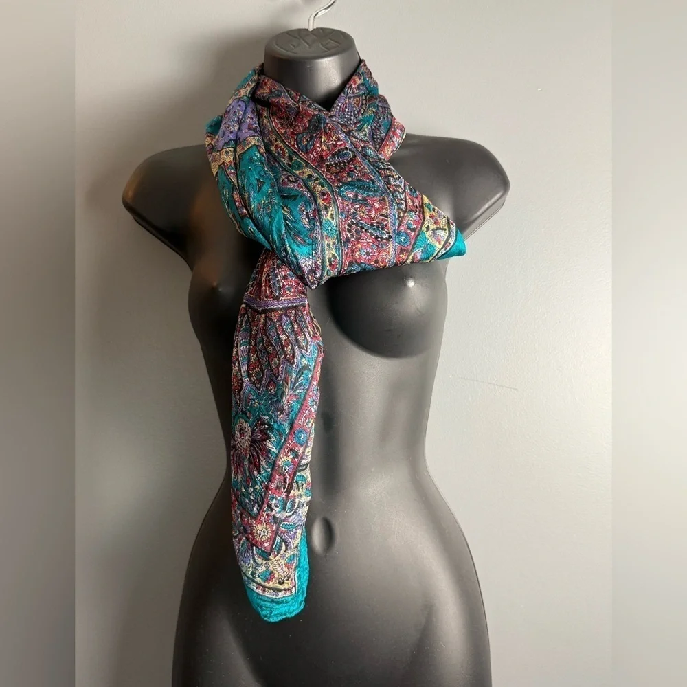 Mir Vintage 100% Pure Silk Kerchief Scarf Made in India 35